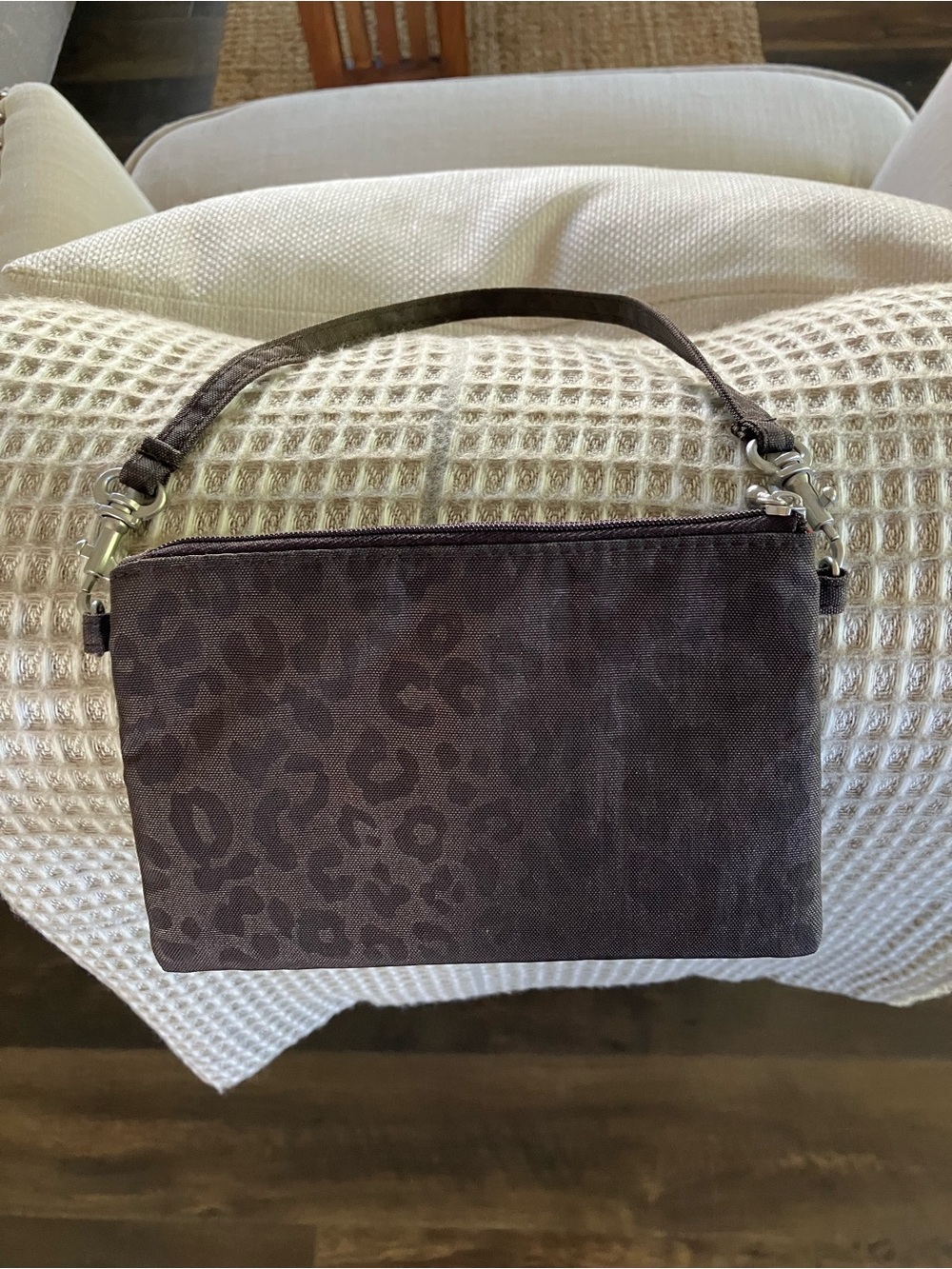 Women's Dark Brown Leopard Print Wristlet Bag